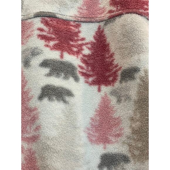 Orvis women's fleece pullover , trees and bears, pink.  size Med. - Picture 8 of 11